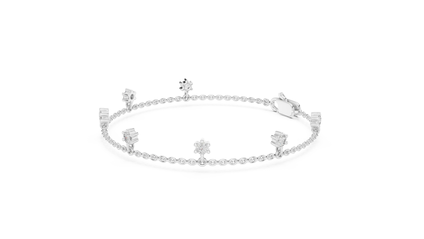 Top View: Round Diamond Ring with Pave Setting in 14k White Gold - Lab Grown - Driona Jewels