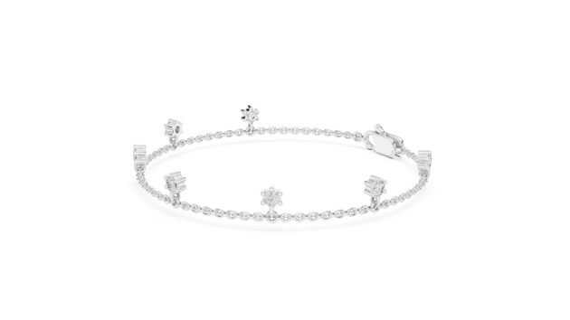 Top View: Round Diamond Ring with Pave Setting in 14k White Gold - Lab Grown - Driona Jewels