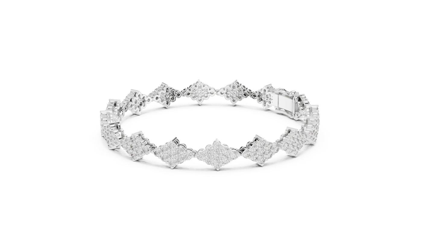 Top View: Round Diamond Ring with Pave Setting in 14k White Gold - Lab Grown - Driona Jewels