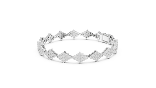 Top View: Round Diamond Ring with Pave Setting in 14k White Gold - Lab Grown - Driona Jewels