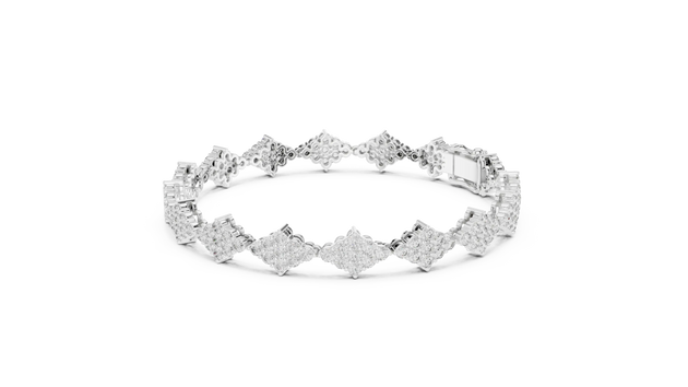 Top View: Round Diamond Ring with Pave Setting in 14k White Gold - Lab Grown - Driona Jewels
