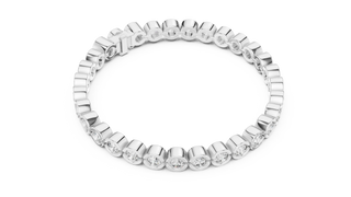 Top View: Round Diamond Ring with Pave Setting in 14k White Gold - Lab Grown - Driona Jewels