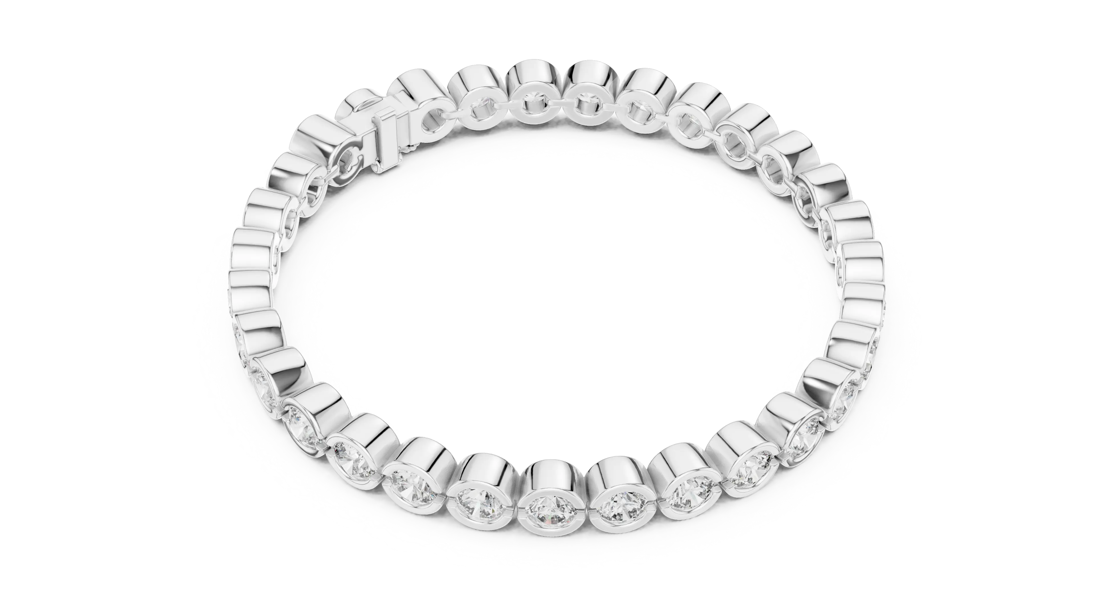 Top View: Round Diamond Ring with Pave Setting in 14k White Gold - Lab Grown - Driona Jewels