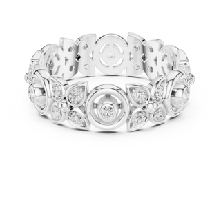 Top View: Round Diamond Ring with Pave Setting in 14k White Gold - Lab Grown - Driona Jewels