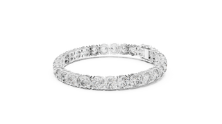 Top View: Round Diamond Ring with Pave Setting in 14k White Gold - Lab Grown - Driona Jewels