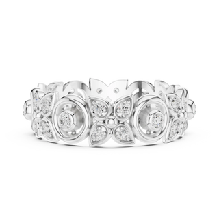 Top View: Round Diamond Ring with Pave Setting in 14k White Gold - Lab Grown - Driona Jewels