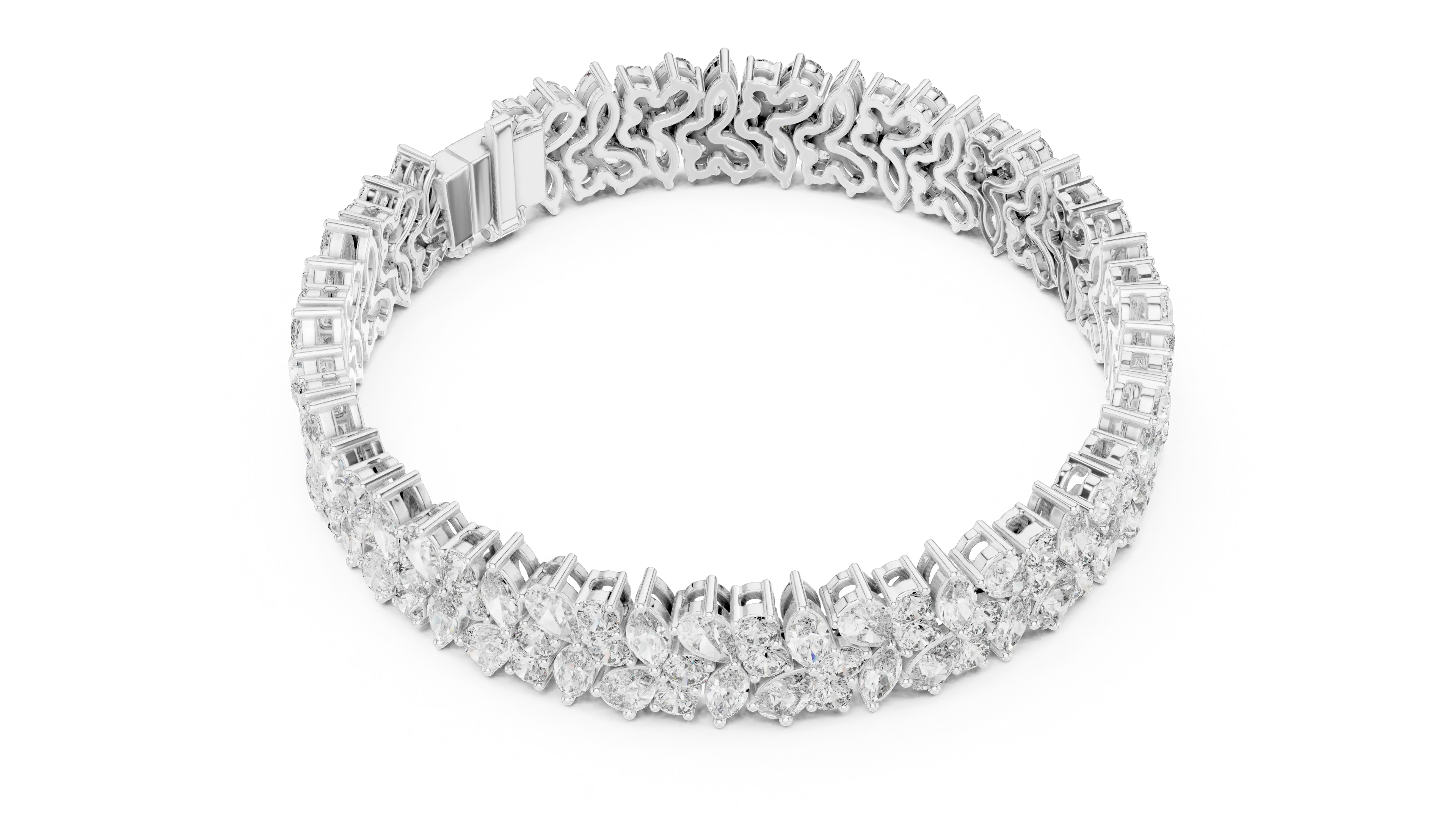 Top View: Round Diamond Ring with Pave Setting in 14k White Gold - Lab Grown - Driona Jewels