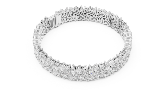 Top View: Round Diamond Ring with Pave Setting in 14k White Gold - Lab Grown - Driona Jewels