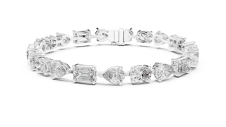 Top View: Round Diamond Ring with Pave Setting in 14k White Gold - Lab Grown - Driona Jewels
