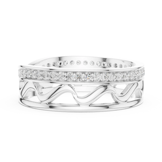 Top View: Round Diamond Ring with Pave Setting in 14k White Gold - Lab Grown - Driona Jewels