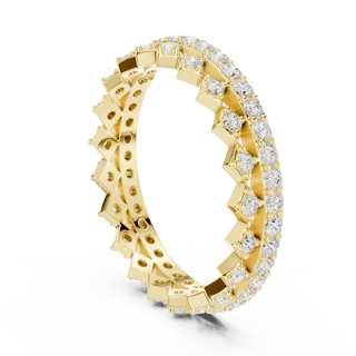 Band Detail: Round Diamond Ring with Pave Setting in 14k Yellow Gold - Lab Grown - Driona Jewels