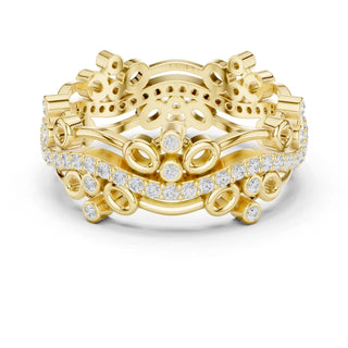 Front-View: Round Diamond Ring with Pave Setting in 14k Yellow Gold - Lab Grown - Driona Jewels