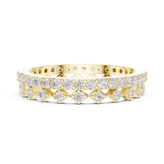Front View: Round Diamond Ring with Pave Setting in 14k Yellow Gold - Lab Grown - Driona Jewels