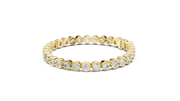 Front-View: Round Diamond Ring with Pave Setting in 14k Yellow Gold - Lab Grown - Driona Jewels