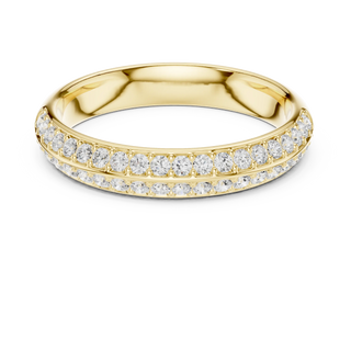 Front-view: Round Diamond Ring with Pave Setting in 14k Yellow Gold - Lab Grown - Driona Jewels