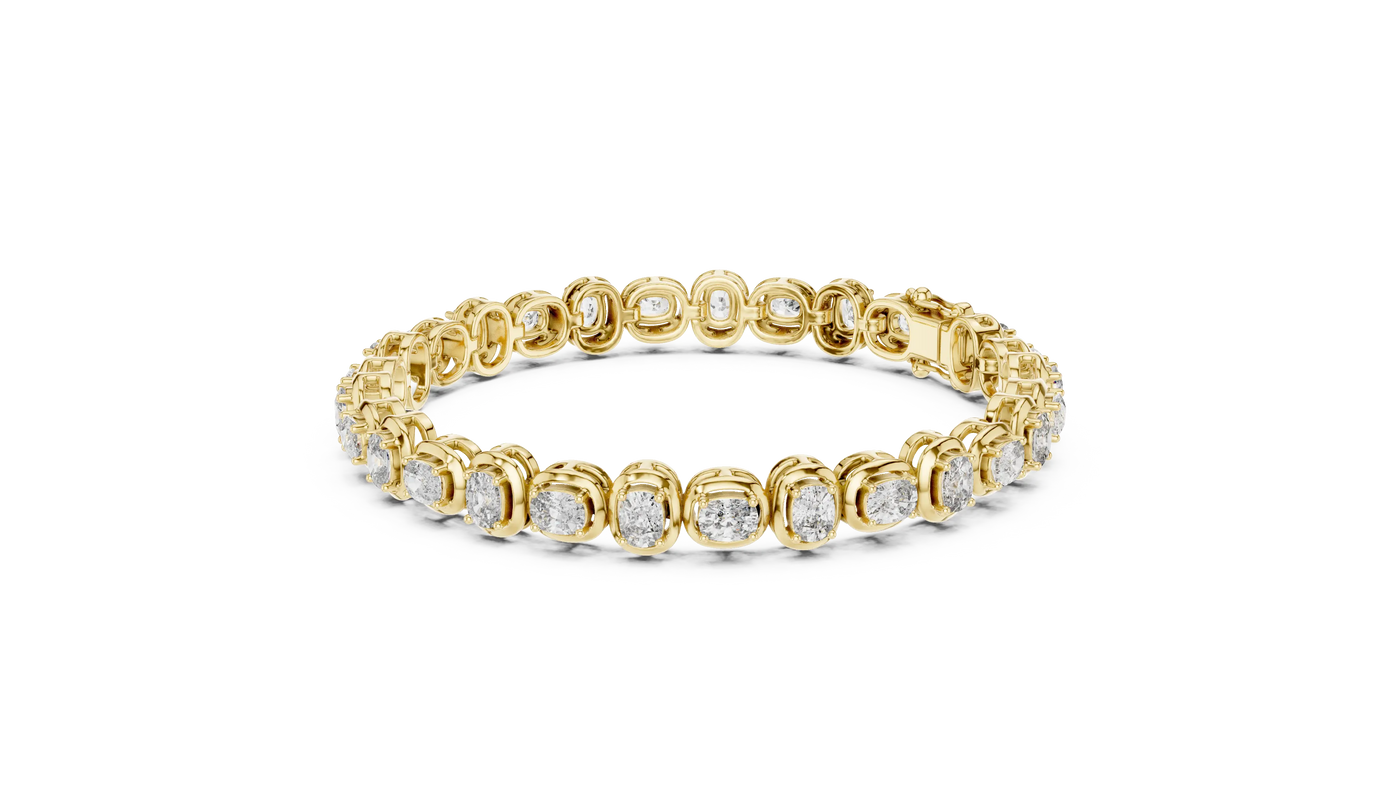 Front View: Round Diamond Ring with Pave Setting in 14k Yellow Gold - Lab Grown - Driona Jewels