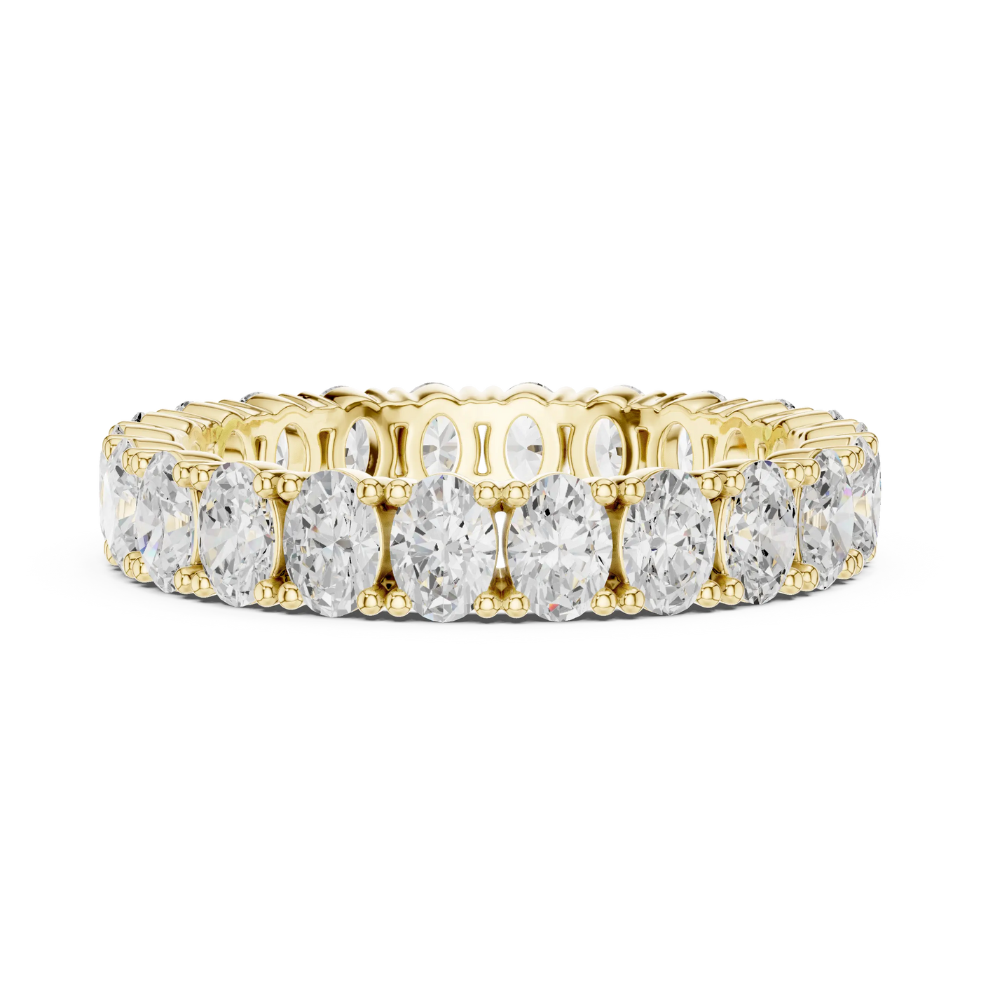 Front View: Round Diamond Ring with Pave Setting in 14k Yellow Gold - Lab Grown - Driona Jewels