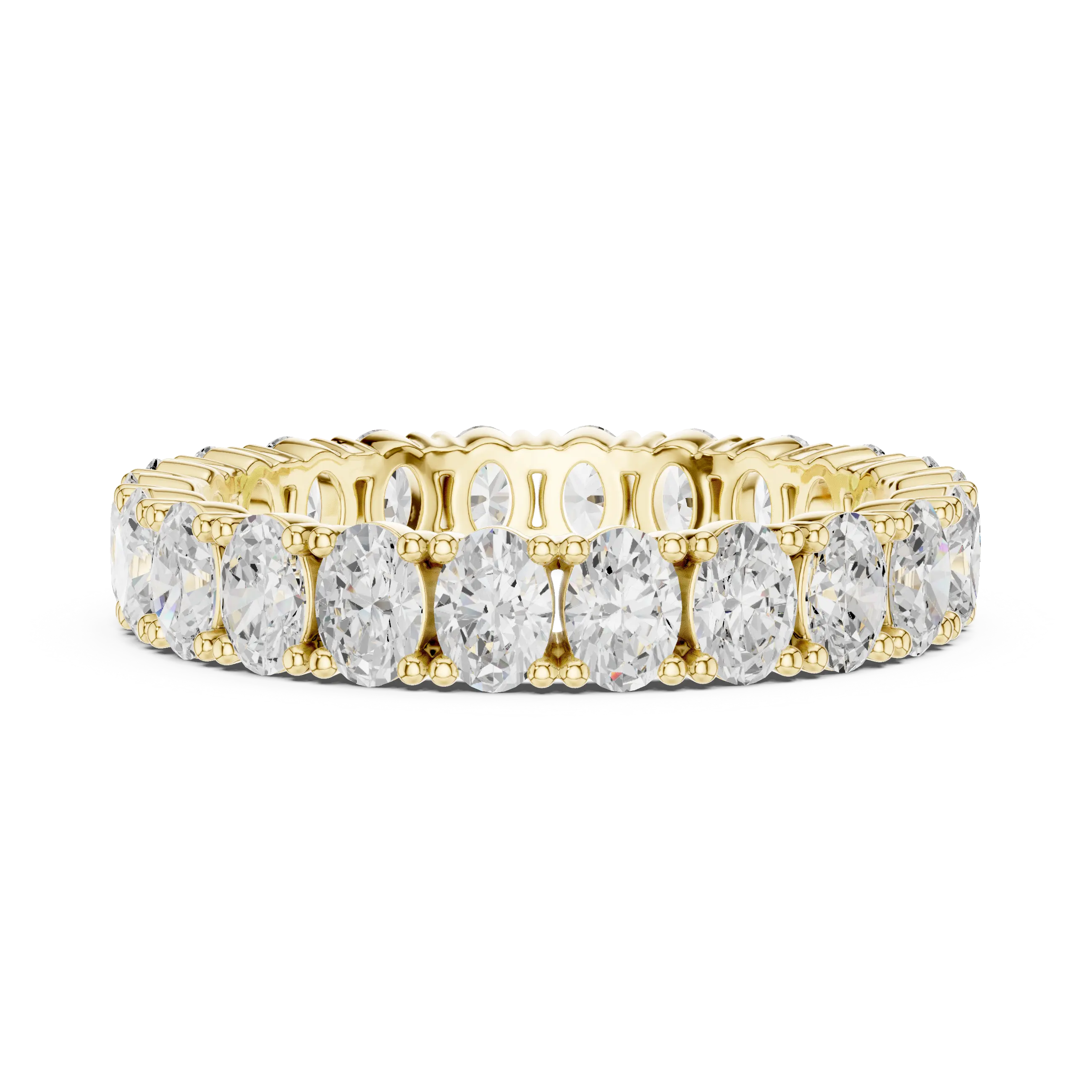Front View: Round Diamond Ring with Pave Setting in 14k Yellow Gold - Lab Grown - Driona Jewels