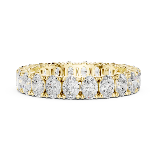 Front View: Round Diamond Ring with Pave Setting in 14k Yellow Gold - Lab Grown - Driona Jewels