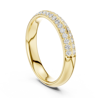 Side-Profile: Round Diamond Ring with Pave Setting in 14k Yellow Gold - Lab Grown - Driona Jewels