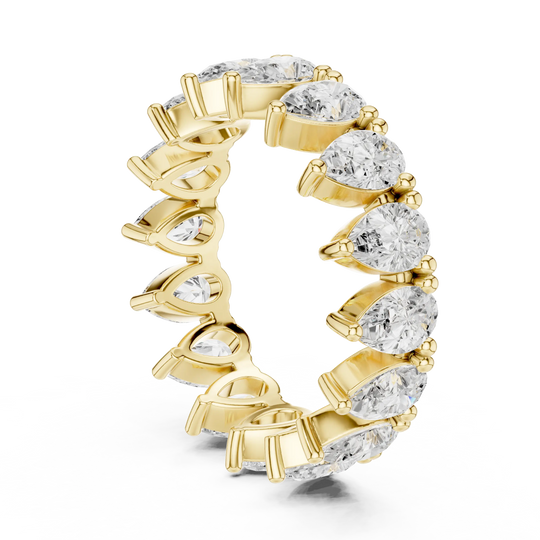 Side-Profile: Round Diamond Ring with Pave Setting in 14k Yellow Gold - Lab Grown - Driona Jewels