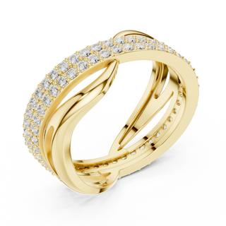 Side-Profile: Round Diamond Ring with Pave Setting in 14k Yellow Gold - Lab Grown - Driona Jewels