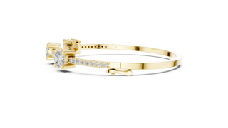 Side-Profile: Round Diamond Engagement Ring with Pave Setting in 14k Yellow Gold - Lab Grown - Driona Jewels