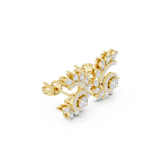 Three-quarter-view: Round Diamond Ring with Pave Setting in 14k Yellow Gold - Lab Grown - Driona Jewels