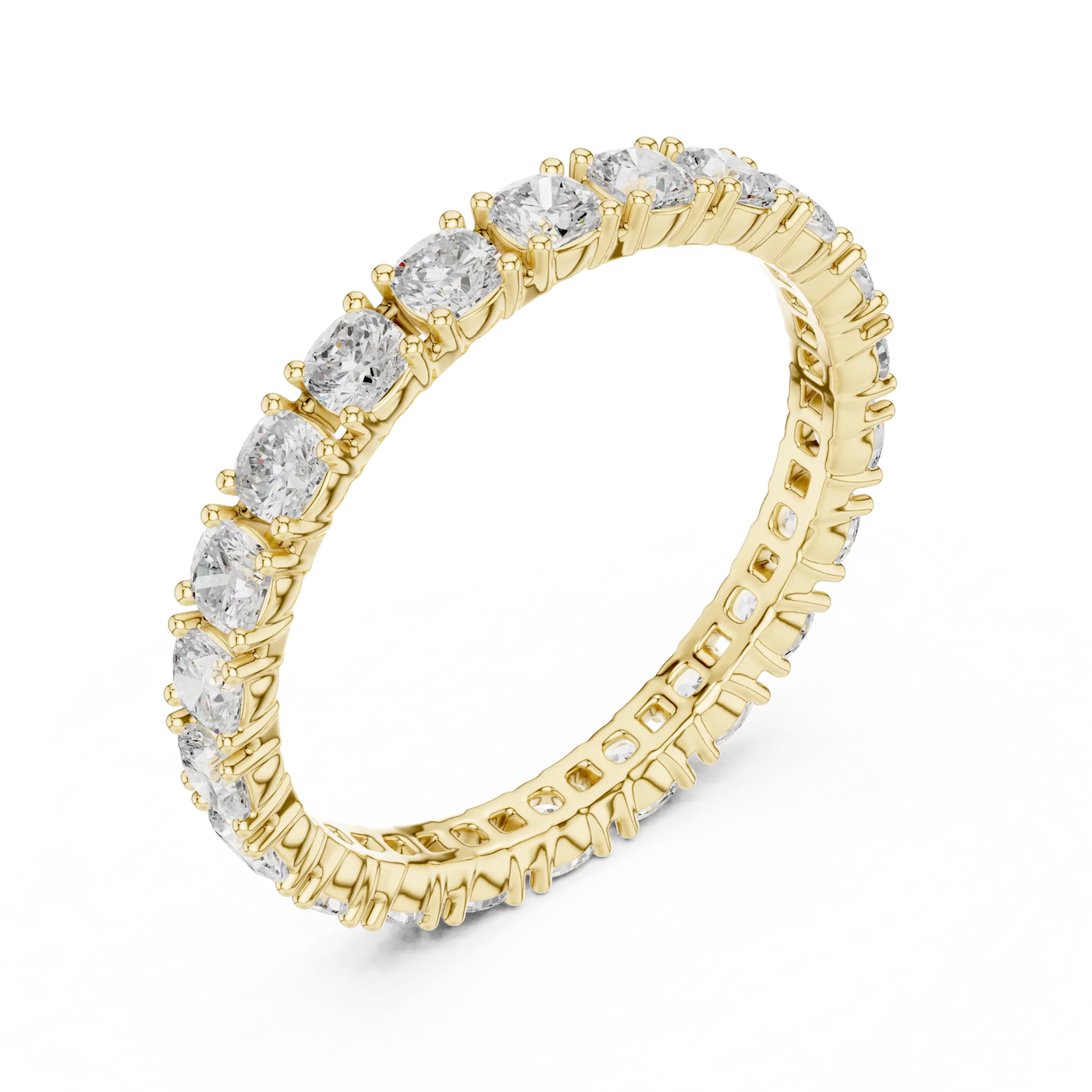 Cushion Lab Grown Diamond Full Eternity Ring in Shared Prong