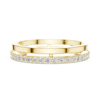 Top View: Round Diamond Ring with Pave Setting in 14k Yellow Gold - Lab Grown - Driona Jewels
