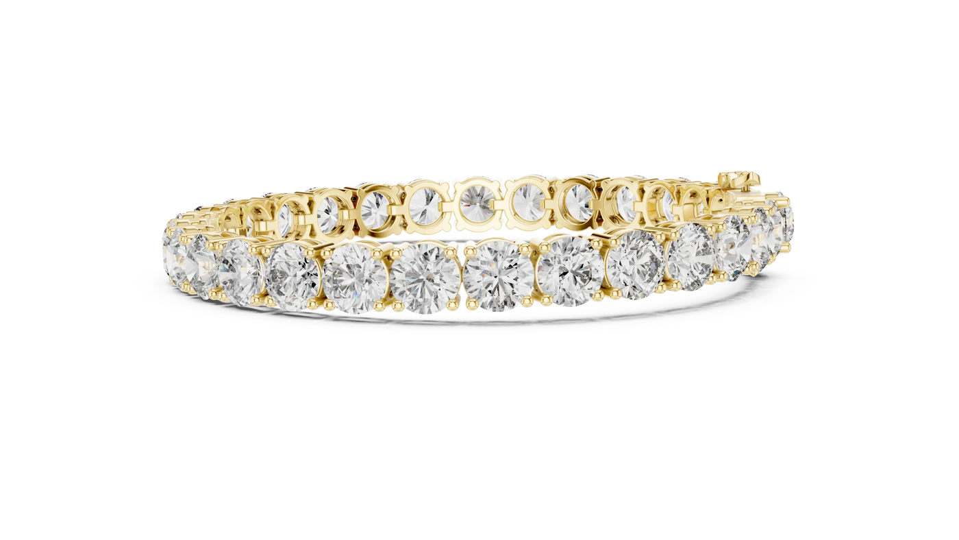 Top View: Round Diamond Ring with Pave Setting in 14k Yellow Gold - Lab Grown - Driona Jewels