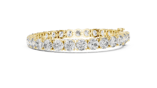 Top View: Round Diamond Ring with Pave Setting in 14k Yellow Gold - Lab Grown - Driona Jewels