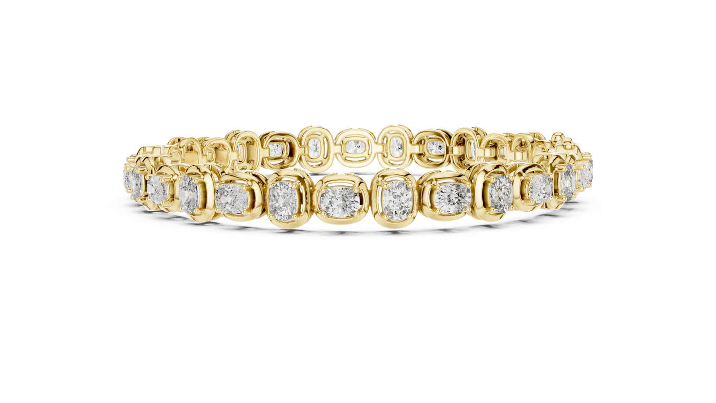 Top View: Round Diamond Ring with Pave Setting in 14k Yellow Gold - Lab Grown - Driona Jewels