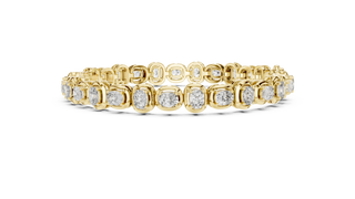 Top View: Round Diamond Ring with Pave Setting in 14k Yellow Gold - Lab Grown - Driona Jewels