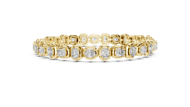 Top View: Round Diamond Ring with Pave Setting in 14k Yellow Gold - Lab Grown - Driona Jewels