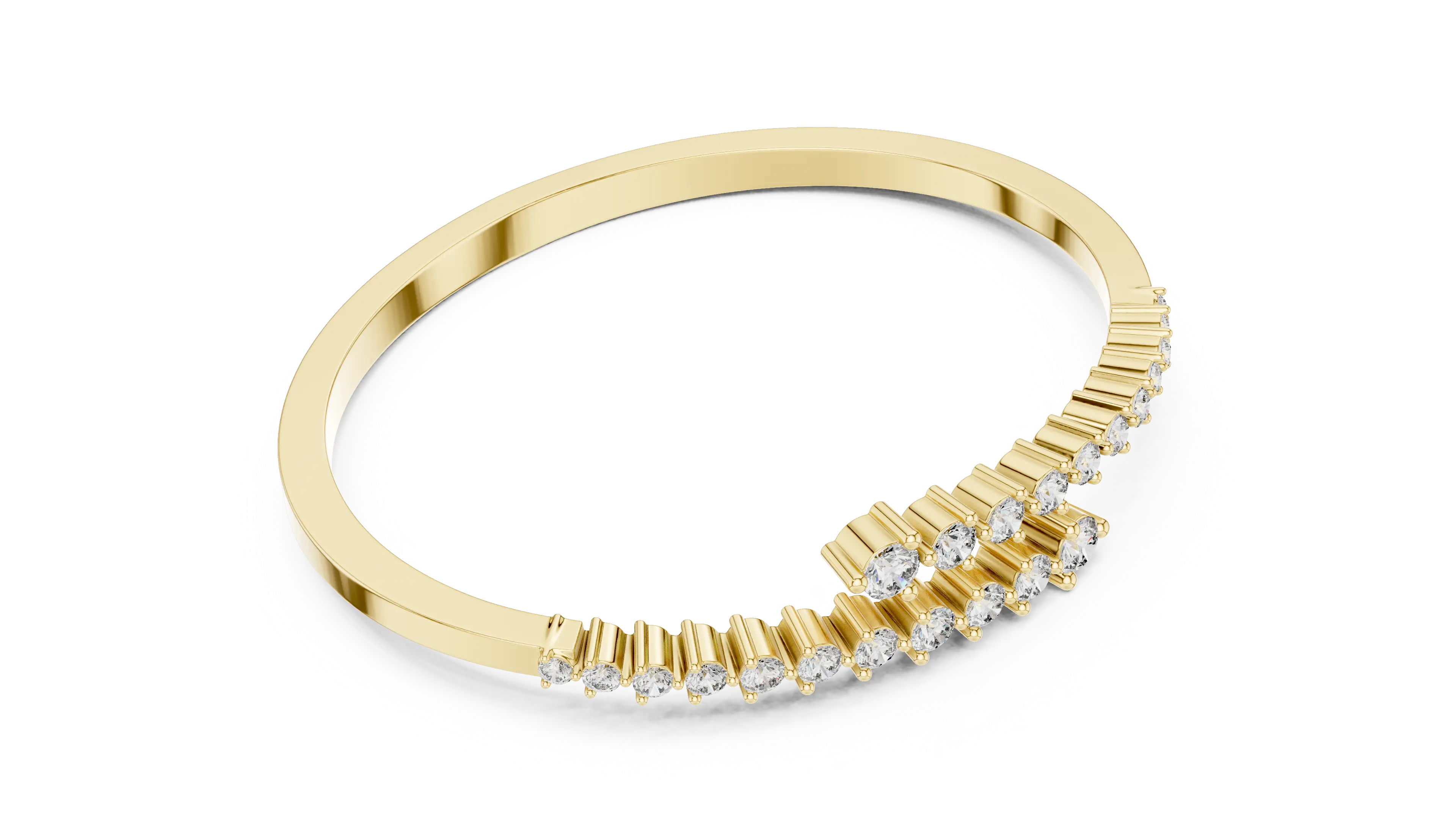 Top View: Round Diamond Ring with Pave Setting in 14k Yellow Gold - Lab Grown - Driona Jewels