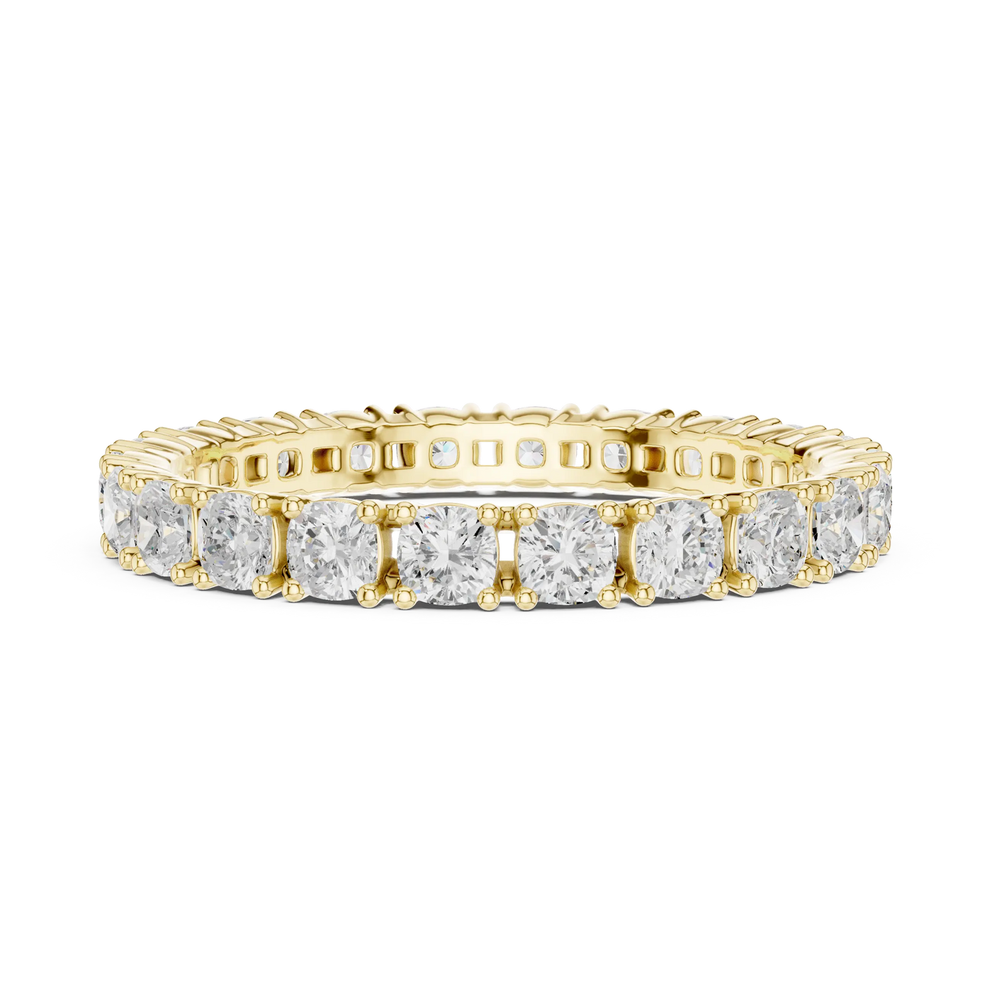 Cushion Lab Grown Diamond Full Eternity Ring in Shared Prong