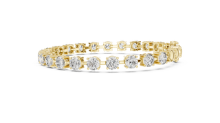 Top View: Round Diamond Ring with Pave Setting in 14k Yellow Gold - Lab Grown - Driona Jewels