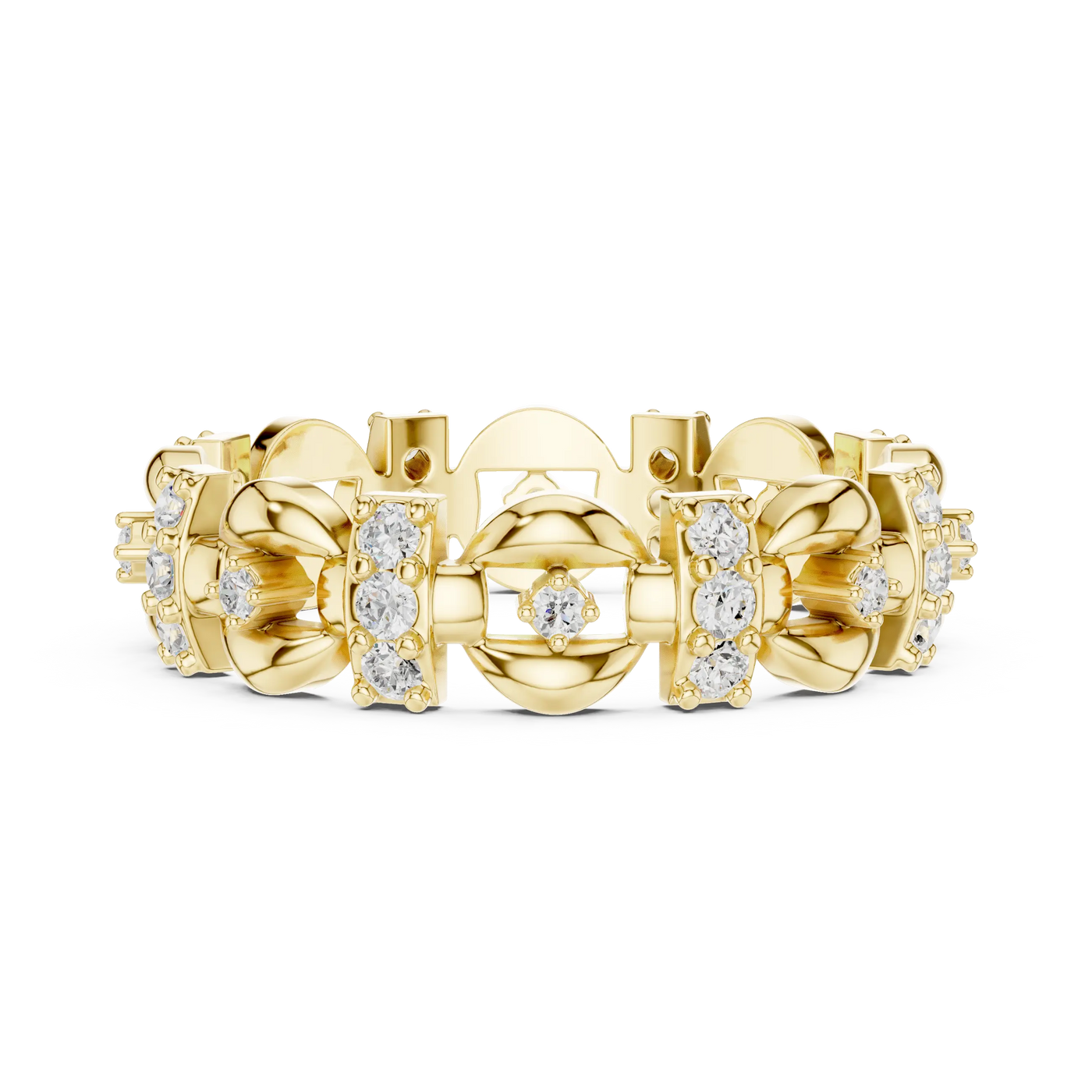 Top View: Round Diamond Ring with Pave Setting in 14k Yellow Gold - Lab Grown - Driona Jewels