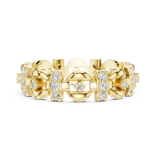 Top View: Round Diamond Ring with Pave Setting in 14k Yellow Gold - Lab Grown - Driona Jewels