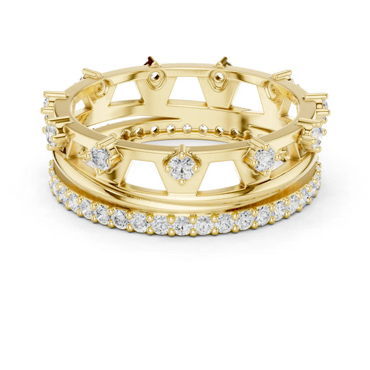 Top View: Round Diamond Ring with Pave Setting in 14k Yellow Gold - Lab Grown - Driona Jewels