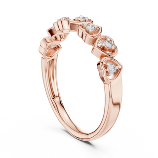 Angle view: Round Diamond Ring with Prong Heart Setting in 14K Rose Gold – Lab Grown – Driona Jewels
