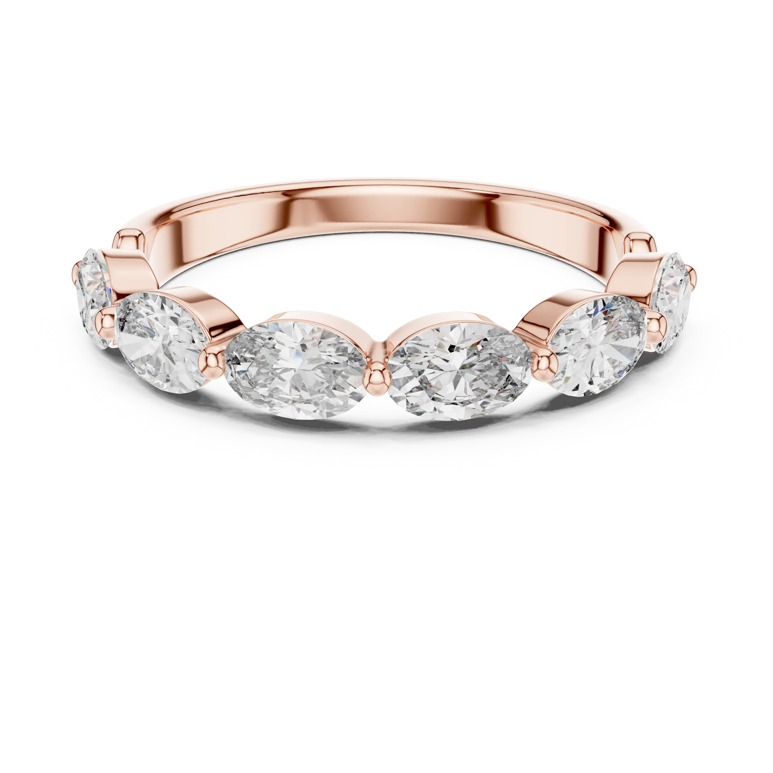 Front-view: Round Diamond Ring with Prong Setting in 14k Rose Gold - Lab Grown - Driona Jewels