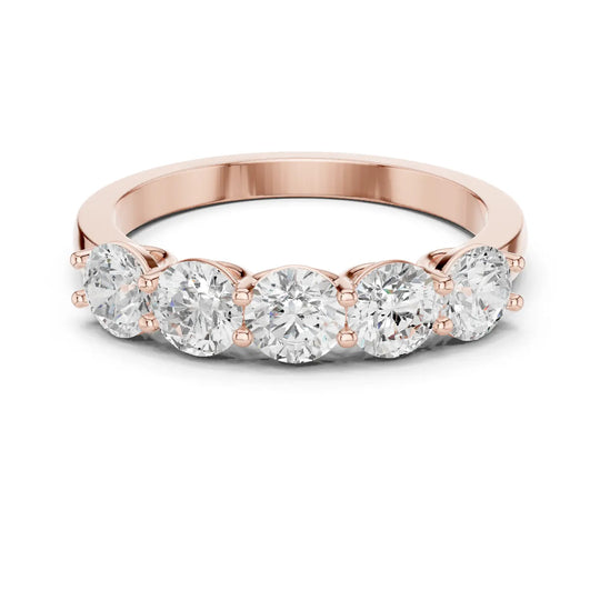 Front View: Round Diamond Ring with Prong Setting in 14k Rose Gold - Lab Grown - Driona Jewels