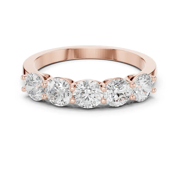 Front View: Round Diamond Ring with Prong Setting in 14k Rose Gold - Lab Grown - Driona Jewels