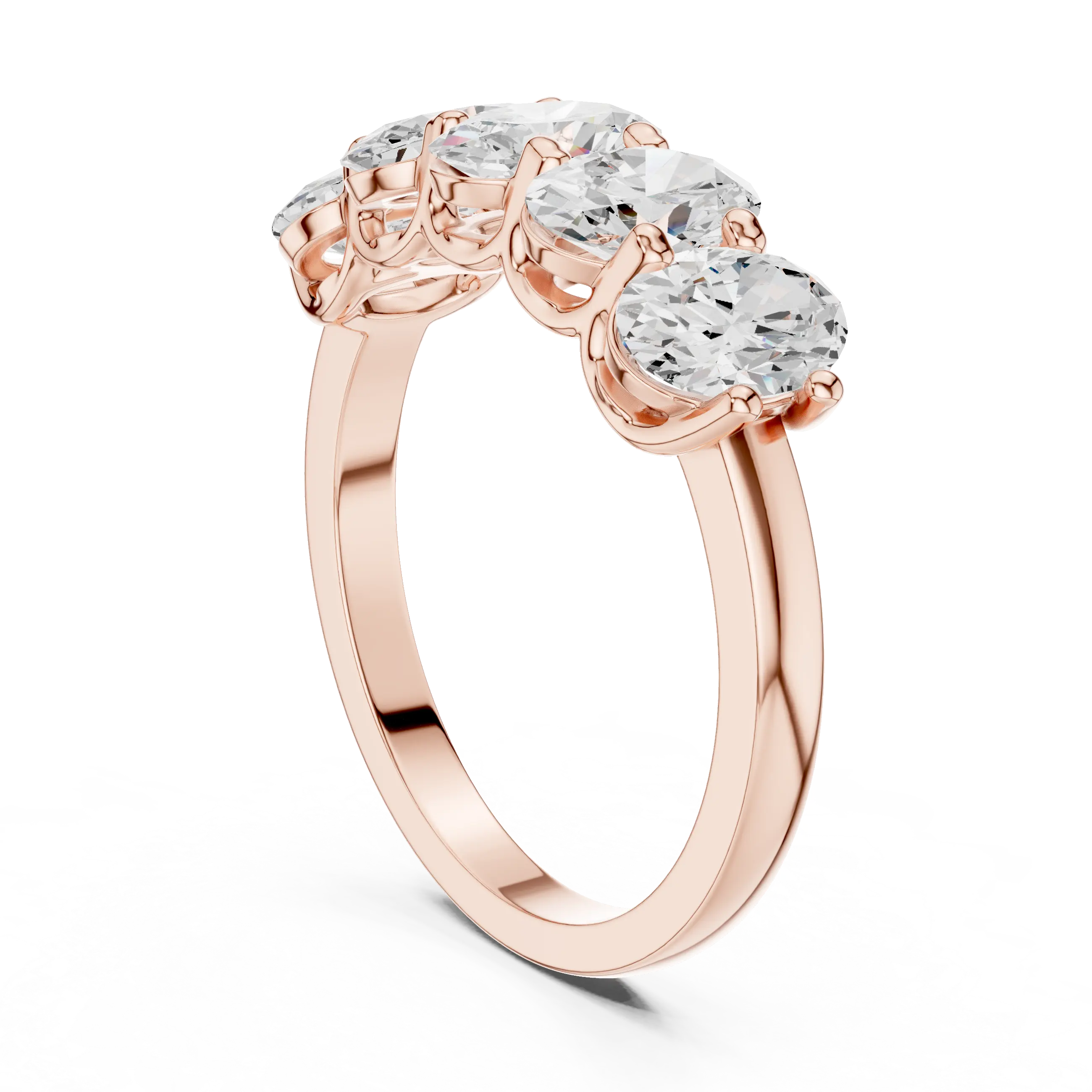 Three-quarter-view: Round Diamond Ring with Prong Setting in 14k Rose Gold - Lab Grown - Driona Jewels