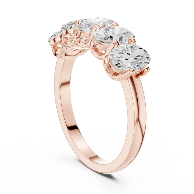 Three-quarter-view: Round Diamond Ring with Prong Setting in 14k Rose Gold - Lab Grown - Driona Jewels