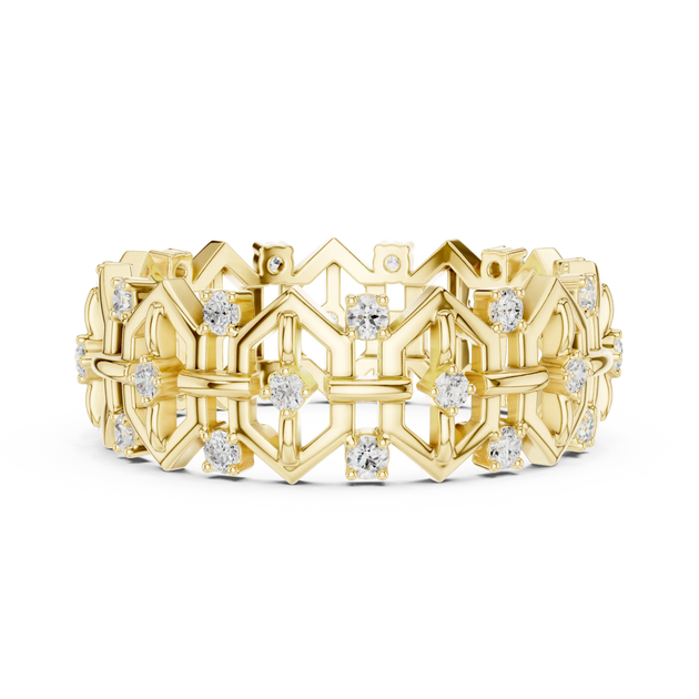 Front-view Round Diamond Ring with Prong Setting in 14k Yellow Gold - Lab Grown - Driona Jewels