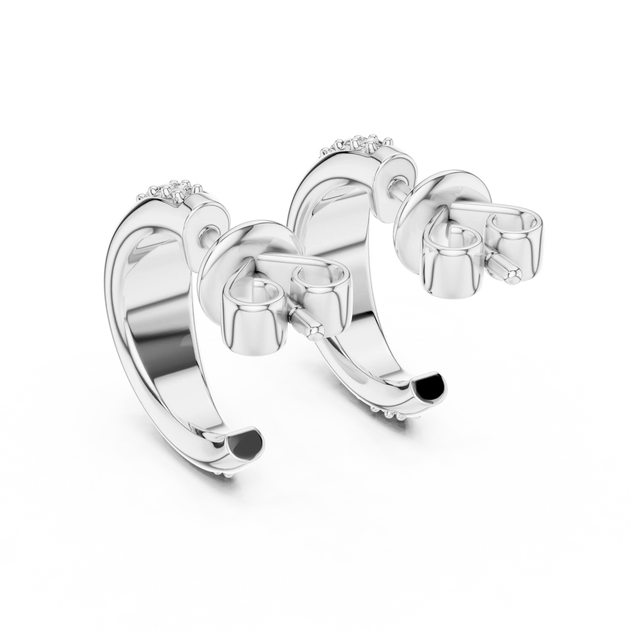 Pair-shot: Round Diamond Ring with Prong Setting in 925 Silver - Lab Grown - Driona Jewels