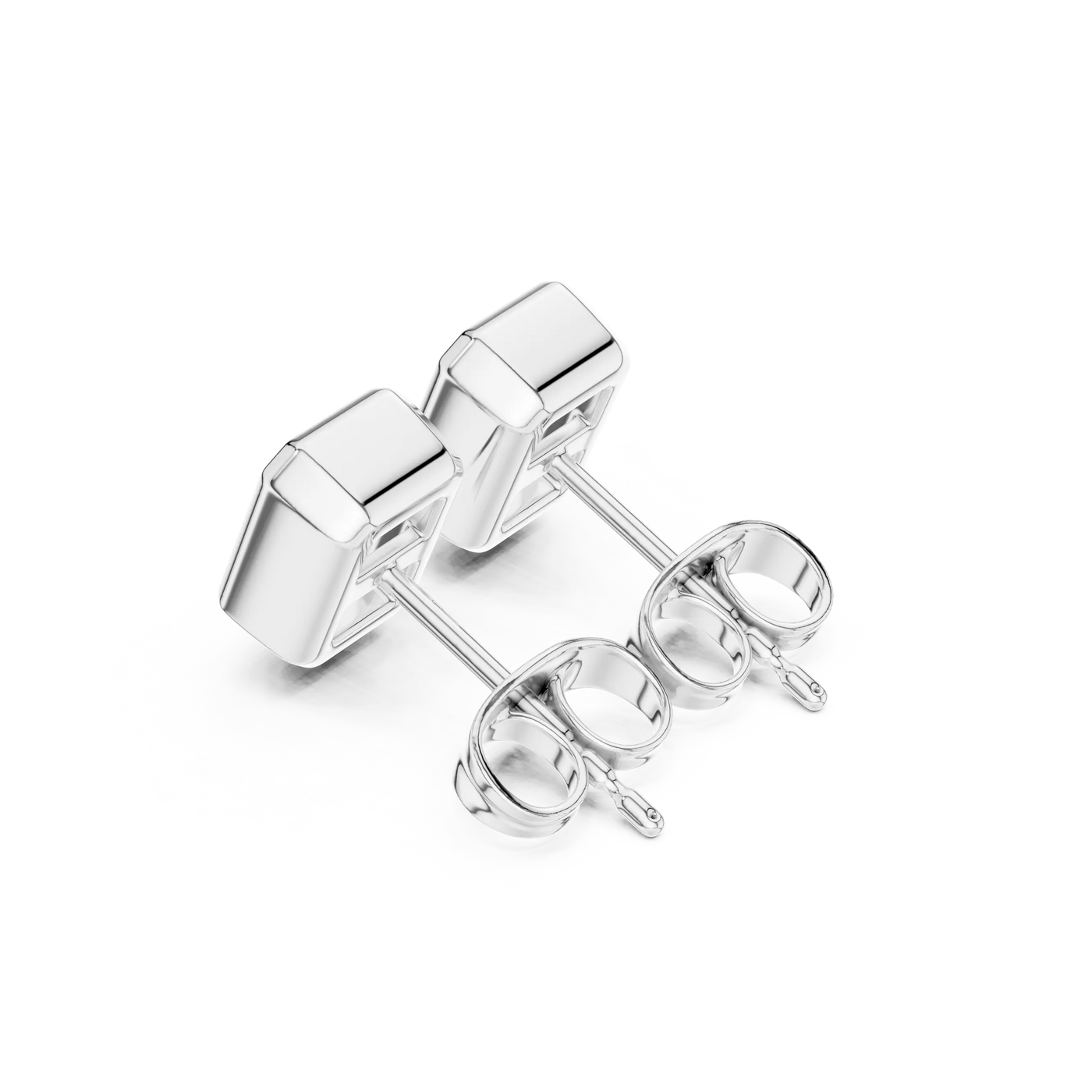 Radiant Cut Bezel Lab Grown Diamond Stud Earrings